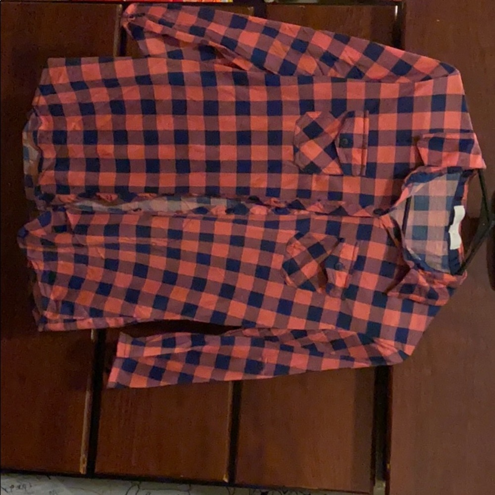 Flannel shirt hot pink and dark blue